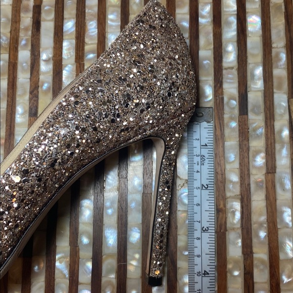 Jimmy Choo Romy Coarse Glitter Gold Fabric Pump Heels - Picture 9 of 9